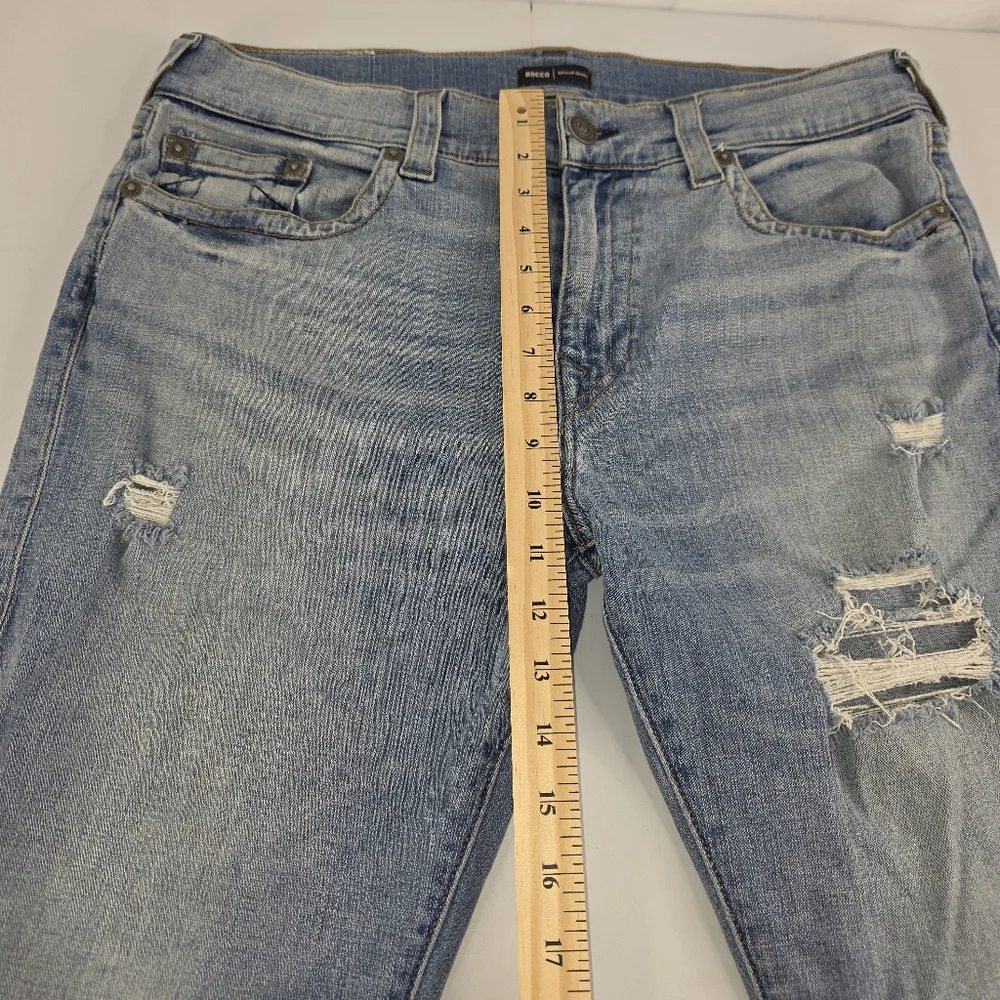 True Religion Men's Distressed Rocco Jeans Relaxed Skinny Size 36 Blue L-3331